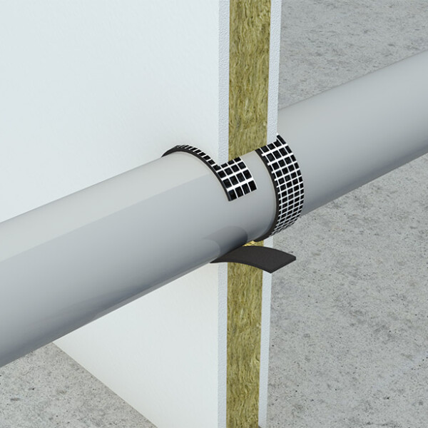 PFC Corofil Universal Pipe Wrap drywall application