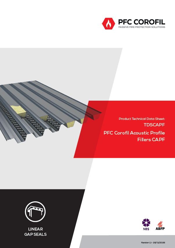 Metal acoustic profile fillers for fire protection, shown at an angle with visible branding.
